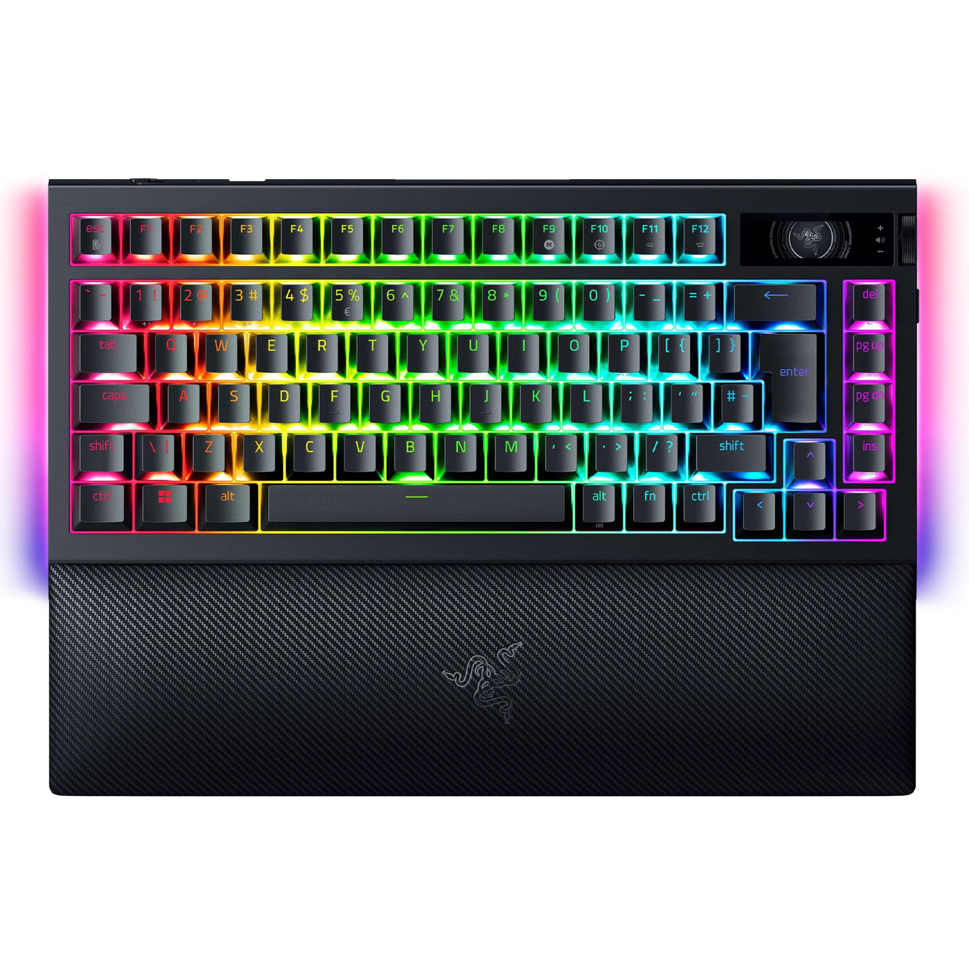 Razer BlackWidow V4 Pro 75% - Kabellose Hot-Swap-Gaming-Tastatur - OLED-Display (Befehlsrad, 4K Hz & Bluetooth-Konnektivität, magnetische Handballenauflage) ISO US-Layout | Schwarz