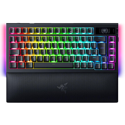 Razer BlackWidow V4 Pro 75% - Kabellose Hot-Swap-Gaming-Tastatur - OLED-Display (Befehlsrad, 4K Hz & Bluetooth-Konnektivität, magnetische Handballenauflage) ISO US-Layout | Schwarz