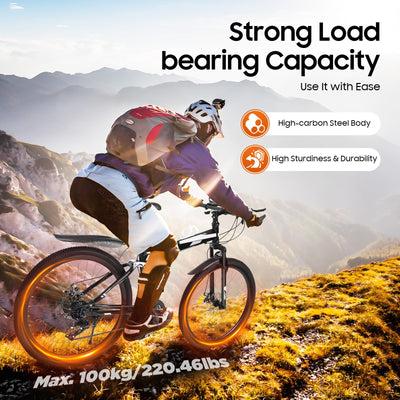 KumuJ 26 Zoll Mountainbike, 21 Gang Schaltung MTB Mountain mit Scheibenbremse Geschwindigkeits-Klapprad,Mountainbike mit Höhenverstellbar Sitz Fahrrad,für Herren und Damen (blau und weiß)