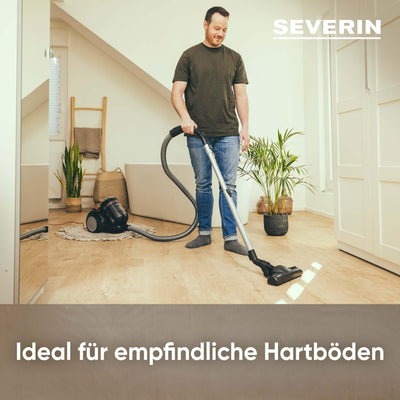 SEVERIN Beutelloser Zyklon-Staubsauger, Bodenstaubsauger für konstante Saugkraft, Staubsauger ohne Beutel mit 800 Watt und 9 m Aktionsradius, 2,1 L, schwarz-rot, CY 7089