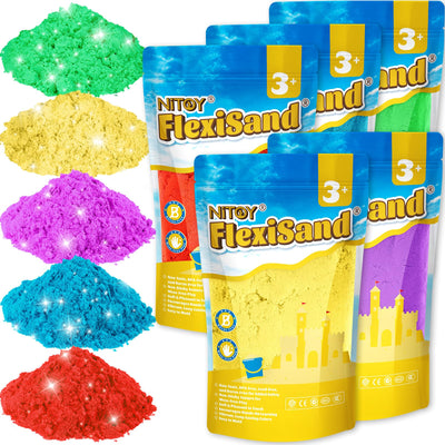 NiToy 5 kg Magic Sand Set 5 Farben für Kinder, Sensorisch Sandspielzeug Zaubersand Geschenk, ideal für kreatives Indoor-Sandspiel, ab 3 Jahren