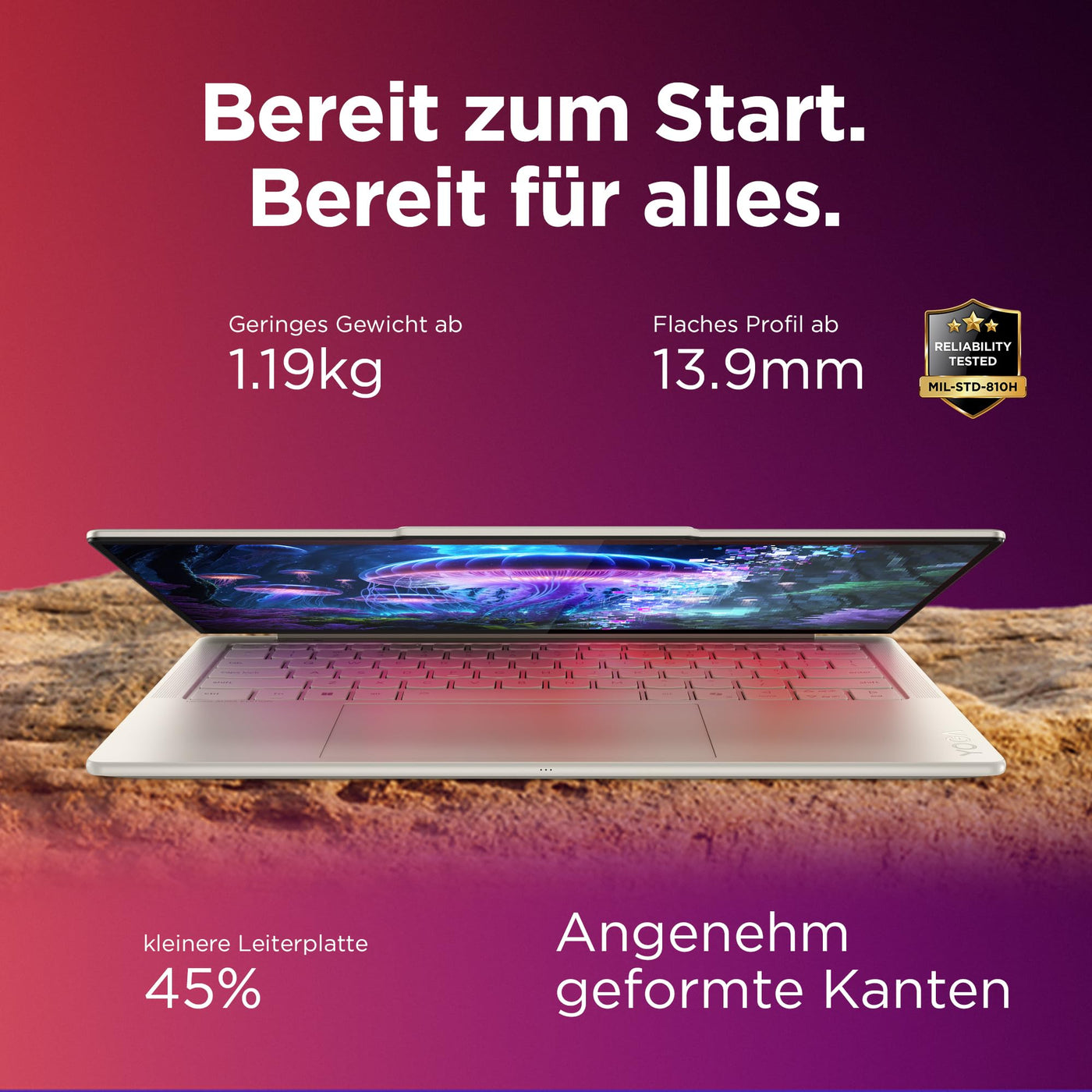 Lenovo Yoga Slim 7i Aura Edition Laptop | Copilot+PC | 14" WUXGA OLED | Intel Core Ultra 7 | 16GB RAM | 512GB SSD | Intel Arc Grafik | Win11 | QWERTZ | Seashell | 3 Jahre Garantie Exklusiv bei Amazon