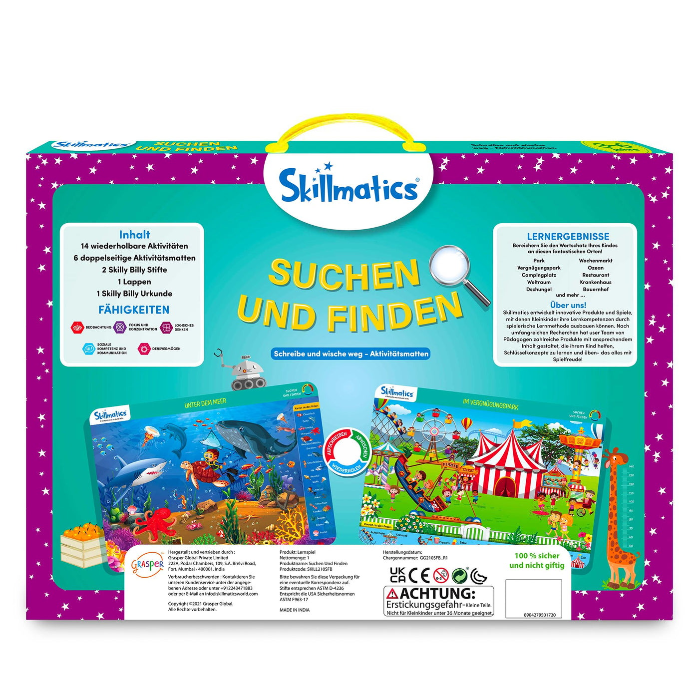 Skillmatics Lernspiel - Suchen und Finden, Geschenke und Vorschullernen für Kinder 3-6 Jahre, Wiederverwendbare Aktivitätsmatten mit 2 Stiften