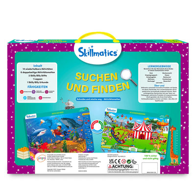 Skillmatics Lernspiel - Suchen und Finden, Geschenke und Vorschullernen für Kinder 3-6 Jahre, Wiederverwendbare Aktivitätsmatten mit 2 Stiften