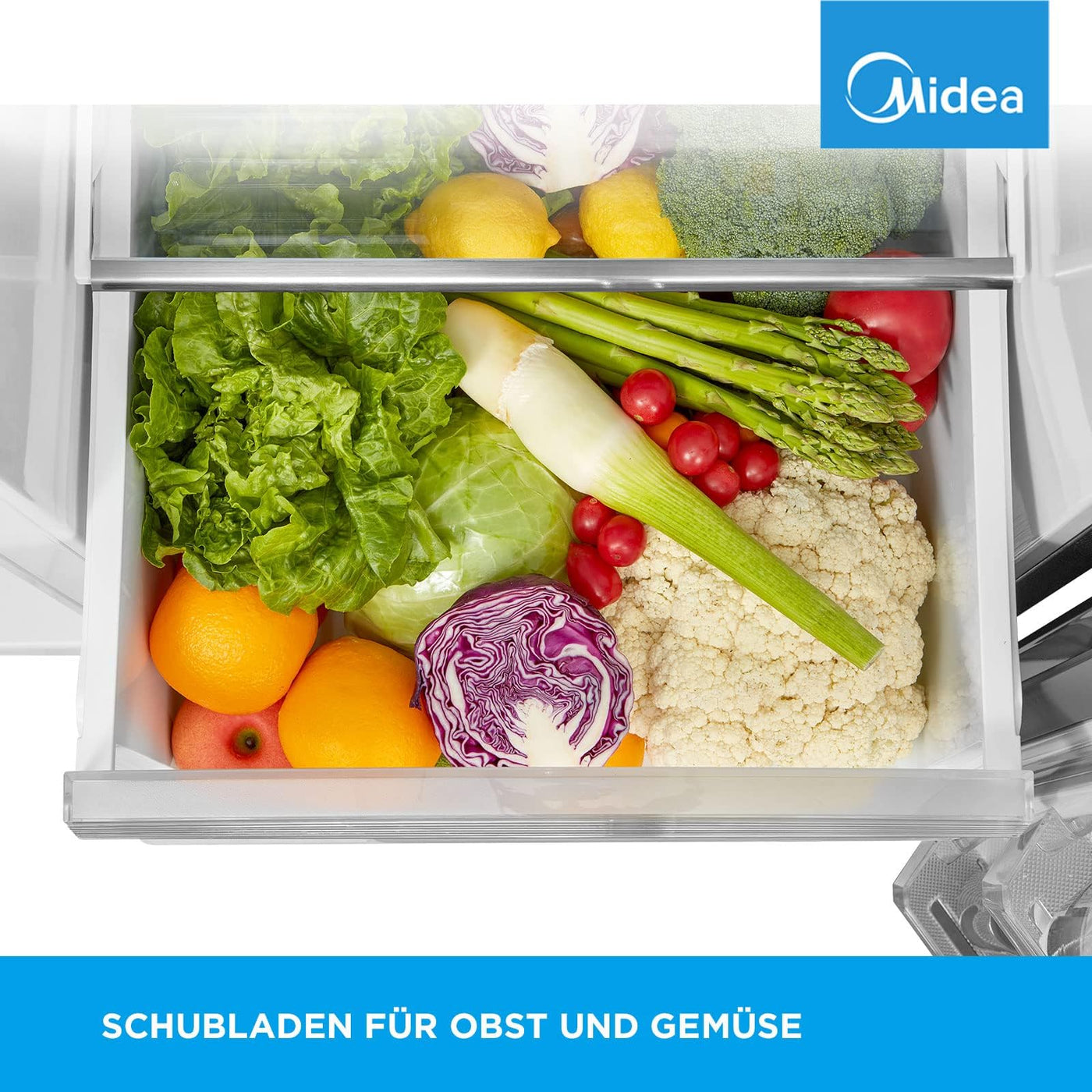 Midea MERS530FGD02 Side-by-Side Kühl-/Gefrierkombination/NoFrost/Inverter Technologie/Indoor Ice Bar/Twin Control/176,5 cm Höhe/335 L Kühlen/197 L Gefrieren/256 kWh/Jahr