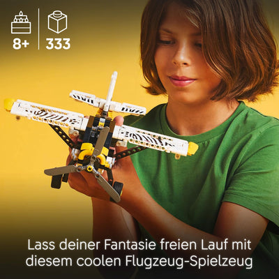 LEGO Technic Propellerflugzeug, Baubares Flugzeug Spielzeug für Kinder, Geschenk für Jungen und Mädchen ab 8 Jahren, Modellflugzeug mit drehendem Propeller und 4-Zylinderkolbenmotor 42198