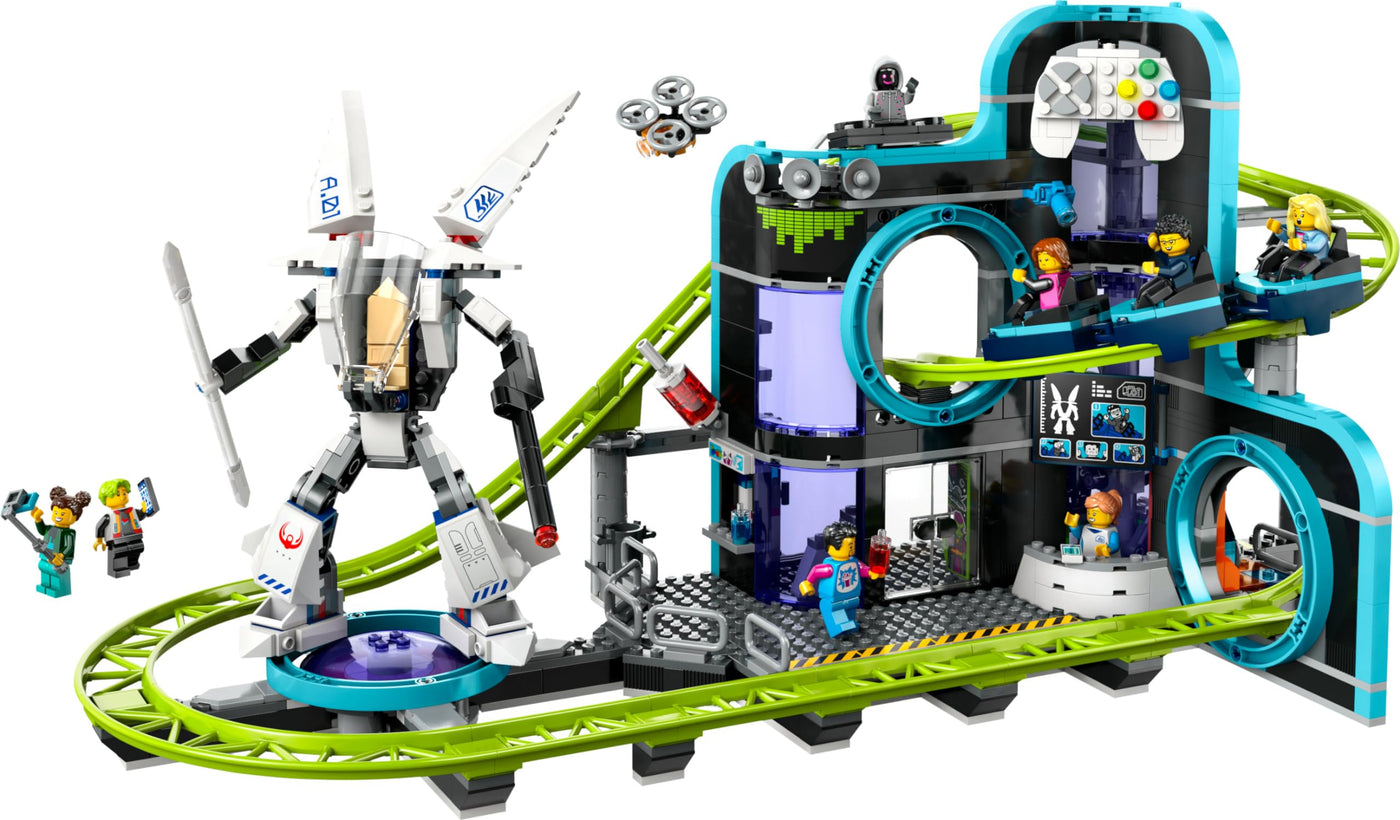 LEGO City Achterbahn mit Roboter-Mech, Spielzeug-Vergnügungspark, Spielset für Jungen und Mädchen ab 8 Jahren, Geschenk für kreative Kinder 60421