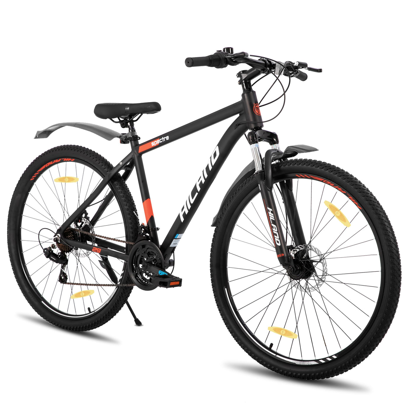 Hiland 29 Zoll Mountainbike, Aluminiumrahmen 21 Gang Schaltung MTB mit Scheibenbremse Federgabel, Mountainbike für Männer Schwarz