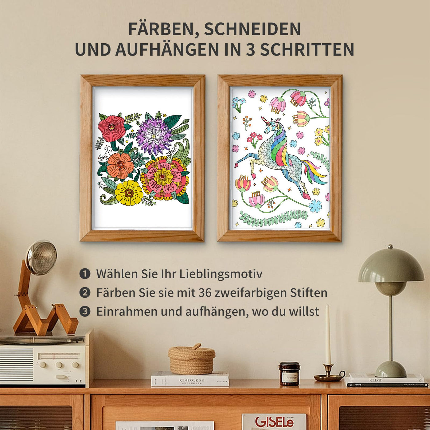 Malbuch für Erwachsene und Marker Set, Spiral gebundene Färbung Buch für Erwachsene Entspannung mit 36 Farben Marker, Angst Relief Geschenke mit 30 Mustern enthalten Mandala Tier Blumen