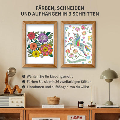 Malbuch für Erwachsene und Marker Set, Spiral gebundene Färbung Buch für Erwachsene Entspannung mit 36 Farben Marker, Angst Relief Geschenke mit 30 Mustern enthalten Mandala Tier Blumen