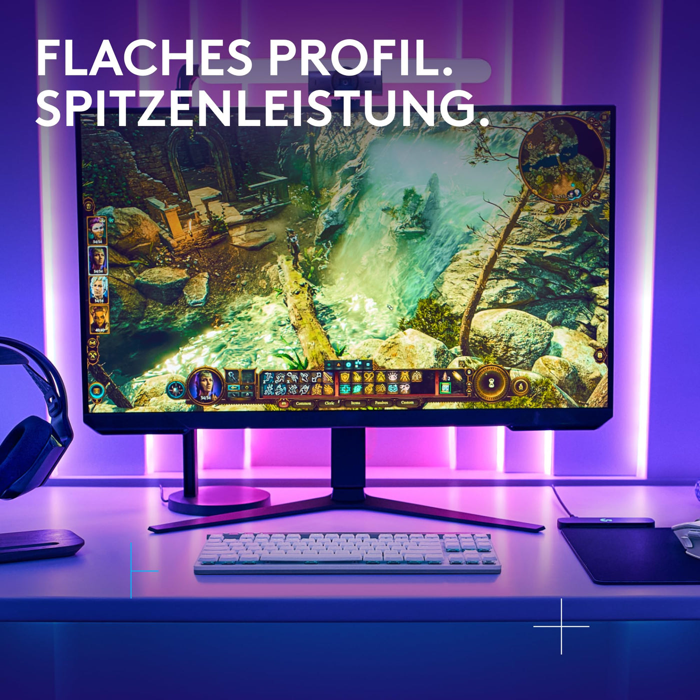 Logitech G G515 LIGHTSPEED TKL kabellose flache Gaming-Tastatur, LIGHTSYNC RGB, dünnes Profil ohne Ziffernblock, PBT-Tastenkappen, taktile mechanische Switches, Deutsches QWERTZ-Layout - Weiß