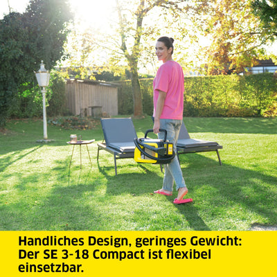 Kärcher SE 3-18 Compact Akku-Waschsauger (Integrierter Sprühschlauch, extra Wasch- und Fugendüse zur Polsterreinigung, 75 mm Arbeitsbreite, Durchspülfunktion, Autoreinigung, ohne Akku und Ladegerät)