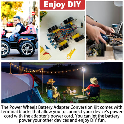 2 Packungen Power Wheel Adapter für EINhell 18V Akku Power Wheels Akku Konverter mit Sicherungen & Drahtklemmen, 14AWG Draht, Stromanschluss für DIY Rc Auto Spielzeug, Robotik und Rc Truck