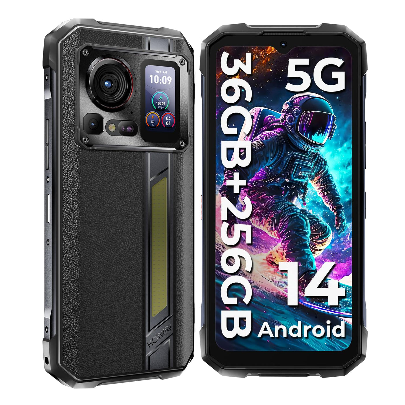 HOTWAV Hyper 7 PRO 5G Outdoor Smartphone, 36GB RAM+256GB ROM Android 14 Outdoor Handy Ohne Vertrag, 10800mAh(33W) Baustellenhandy, 6.6”FHD+ 120Hz, 200MP+24MP Nachtsicht, Face ID/IP68/IP69K/NFC/GPS/OTG