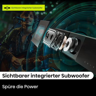 Hisense HS2000 2.1 Kanal Soundbar mit integriertem Subwoofer, 240W, Dolby Audio, Bluetooth, HDMI ARC/Optical/AUX/USB, Schwarz