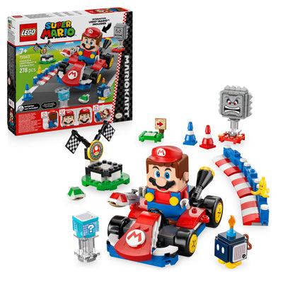 LEGO Mario Kart - Interaktiver Mario & Standard-Kart - Nintendo Spielzeug - Spiel Rennstrecke mit Auto, 3 Figuren, Podium & Barrieren - Gamer Geschenk für Jungen & Mädchen ab 7 Jahren - 72043