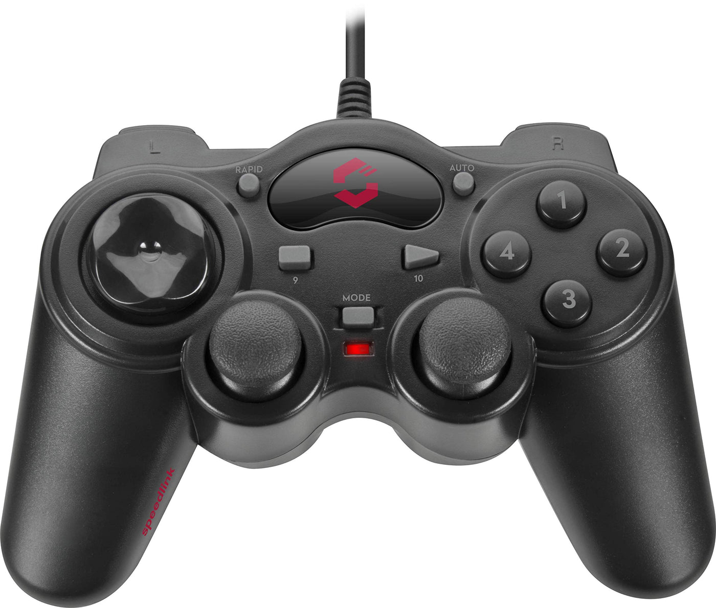 Speedlink THUNDERSTRIKE PC Gamepad - Gaming Controller PC mit USB Kabel, Schnell- und Auto-Feuer-Funktion, robuste Bauweise, DirectInput analog/digital, 1,7m Kabellänge, schwarz