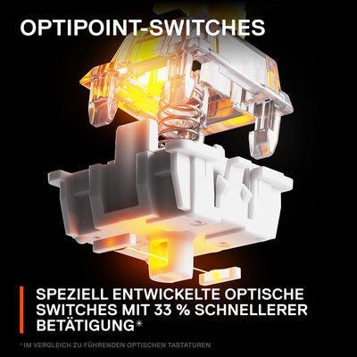 SteelSeries Apex 9 TKL - Mechanische Gaming-Tastatur - Optische Switches - 2-Punkt-Betätigung - Esports-Formfaktor ohne Tenkey - Hotswap- fähige Switches - Deutsches (QWERTZ) Layout