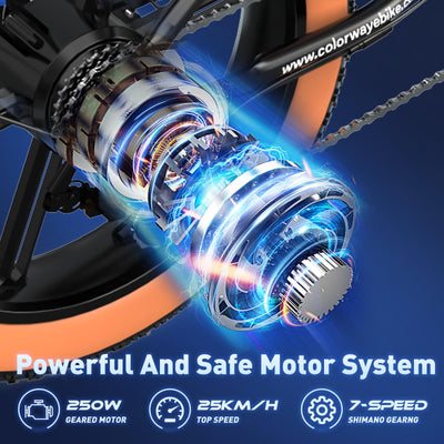 COLORWAY Elektrofahrräder –20 Zoll Offroad EBike, 250W Motor und 48V 15Ah Akku – leistungsstarkes elektrisches Pendlerfahrrad für Unisex-Erwachsene, 7-Gang, die Reichweite beträgt 45–100 km.