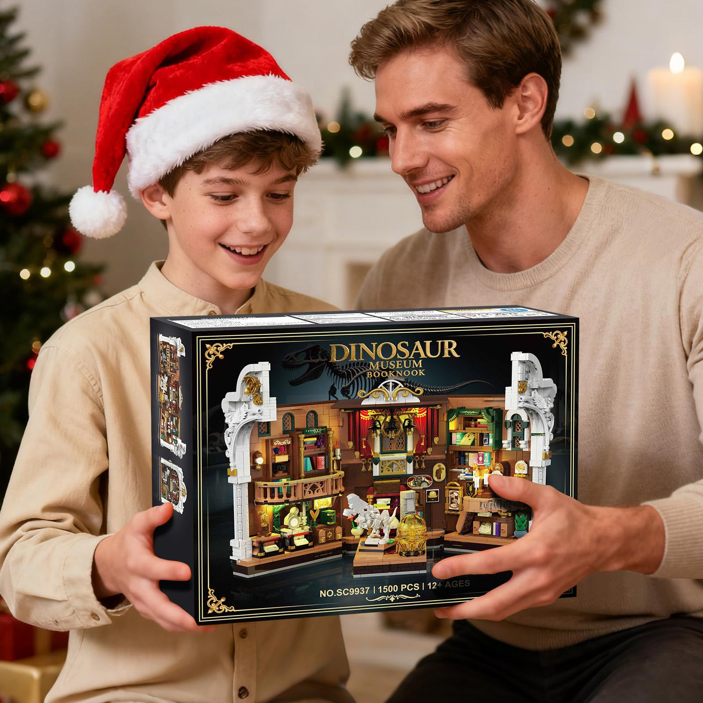 INSOON Dinosauriermuseum Book Nook Bauspielzeugset mit Licht, DIY Booknook Klemmbausteine Baustein Set Haus Dekor, 1500 Stück Miniatur Haus Bauset Geschenk für Erwachsene Kinder Mädchen Jungen 12+