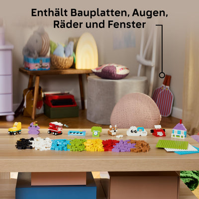 LEGO Classic Kreativset zum Bauen und Spielen - Set mit bunten Bausteinen - Baue EIN Haus, Hund, Löschauto, Klaviertastatur und Regenbogen - Bastelset für Jungen & Mädchen ab 5 Jahren 11044