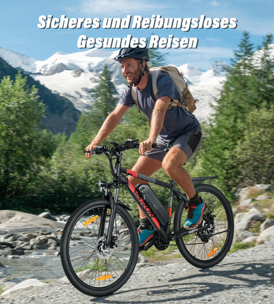 VARUN E Bike Herren Damen 27,5 Zoll E-Mountainbike mit 250W Motor 48V 13Ah Li-Ion Akku, Elektrofahrrad mit 21-Gang-Getriebe, LCD-Display, Federgabel MTB, Laufleistung 50-100KM