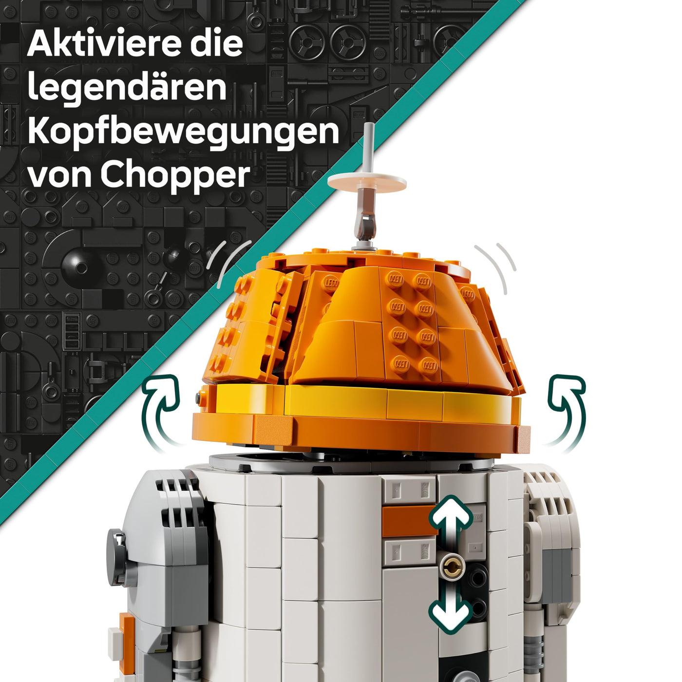 LEGO Star Wars 75416 Ahsoka Astromech-Droide Chopper (C1-10P) Figur - Spielzeug mit beweglichem Kopf, abnehmbaren Armen und Mittelrad - Geschenk für Ahsoka-Fans, Jungen und Mädchen ab 10 Jahren