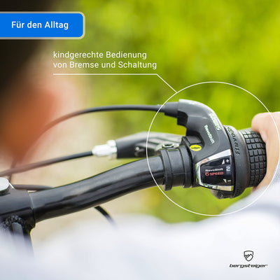 Bergsteiger Kansas 20, 24 Zoll Kinderfahrrad, geeignet für 6, 7, 8, 9, 10, 11 Jahre, Shimano 6 Gang-Schaltung, Mountainbike mit Weißwandbereifung, Jungen-Fahrrad, Mädchen-Fahrrad