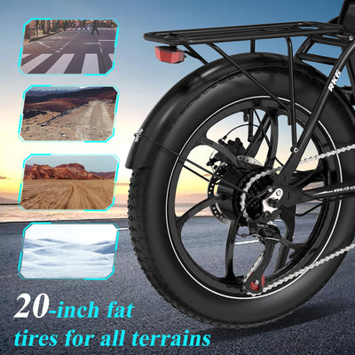 RCB RK6 20" E Bike für Erwachsene, 250W Motor 36V 15.6Ah Akku, 7-Gang,Breitreifen Klappbares E-Bike, Leichtes Elektrofahrrad für Stadtpendler