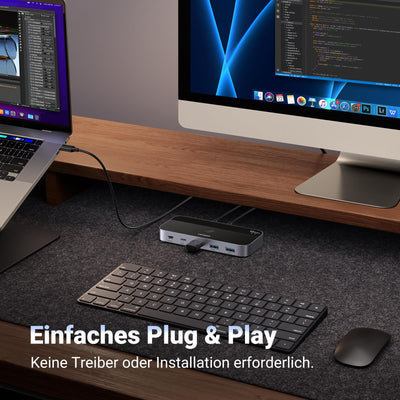 UGREEN USB C Switch 2PC 10Gbps USB Switch 3.2 2 In 4 Out mit Desktop Kontroller USB Umschalter Aluminiumgehäuse mit 2USB C auf C Kabeln für Tastatur, Maus, Drucker, USB Stick usw.