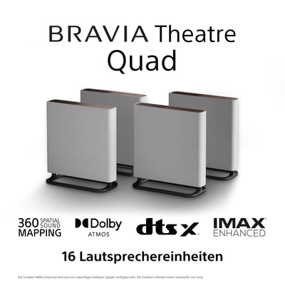 Sony BRAVIA Theatre Quad - Home Entertainment-System mit Vier kabellosen Lautsprechern, 360 Spatial Sound Mapping, Klangfeldoptimierung, 3-Wege-Lautsprecher, Dolby Atmos/DTS:X