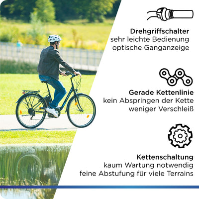 ZÜNDAPP Z505 E Bike Damen 28 Zoll E Damenfahrrad Elektro Fahrräder mit 6 Gängen Fahrrad Ebike Damen City Hollandrad Damenrad Pedelec tiefer Einstieg (schwarz/blau, 48 cm)