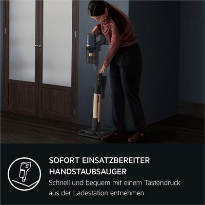 AEG HYGIENIC 8000 AP81B25WET Staubsauger mit Wischfunktion / Automatik / 5-Stufen Filtration / digitale Anzeige / Multi-Bodendüse & Mop-Düse / 3 Stufen / Akku wechselbar / Zubehör / 400ml / blau