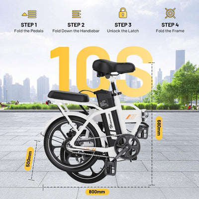 EVERCROSS EK5 Elektrofahrrad, 250W E Bike für Erwachsene, 36V Faltbares Elektrofahrräder Mountainbike, bis zu 25KM/H, Reichweite 35-60km, 16'' Reifen Elektrisches City Bike mit Verstellbarem Sitz