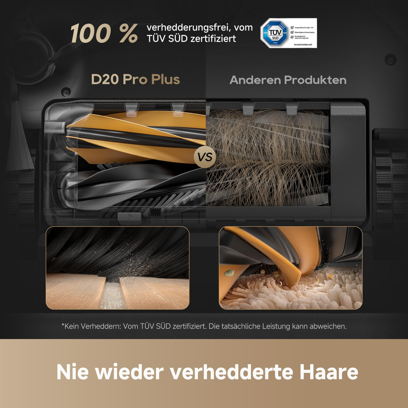 dreame D20 Pro Plus Saugroboter, 13.000 Pa Saugkraft, DuoBrush für Tierhaare, Eckenrein, Selbstentl, Hindernisverm. m. LDS-Navigation & Laser, saugt und wischt, Hartböden & Teppiche, 5.200 mAh Akku