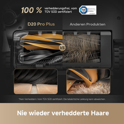 dreame D20 Pro Plus Saugroboter, 13.000 Pa Saugkraft, DuoBrush für Tierhaare, Eckenrein, Selbstentl, Hindernisverm. m. LDS-Navigation & Laser, saugt und wischt, Hartböden & Teppiche, 5.200 mAh Akku