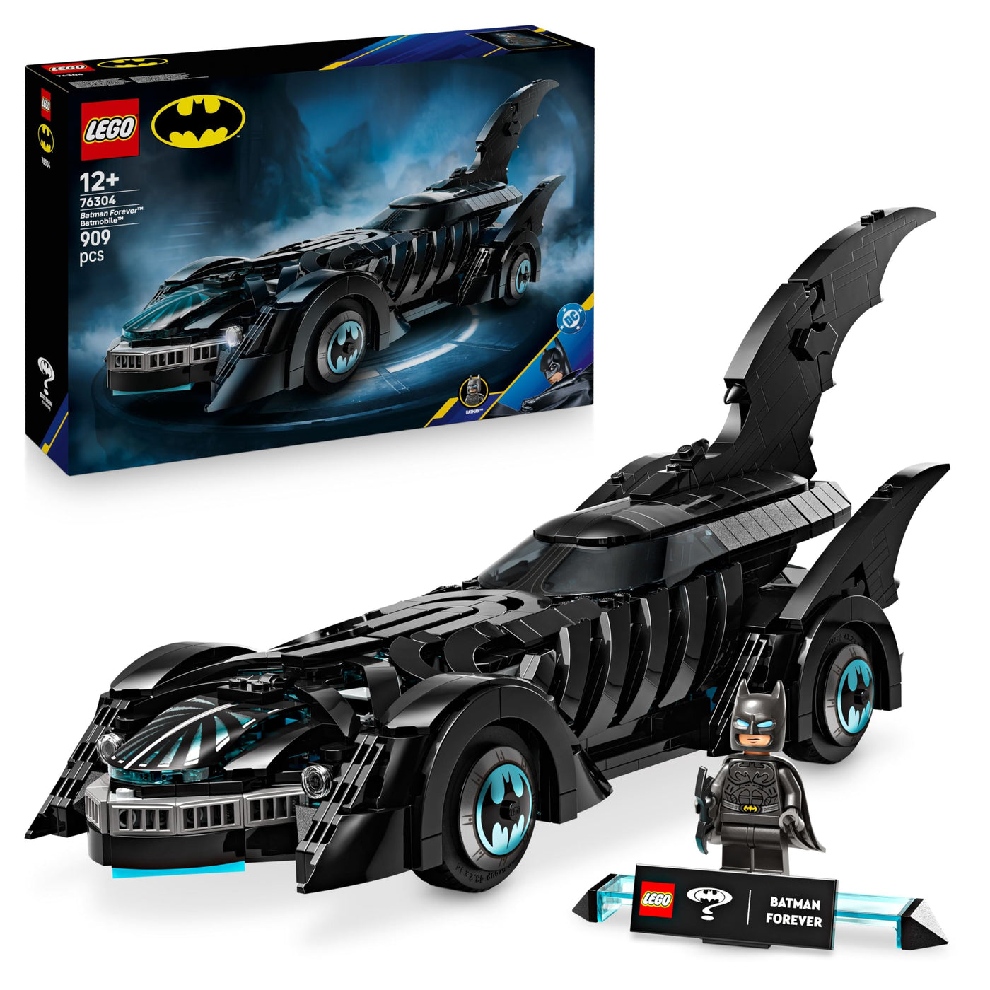 LEGO DC Batman Forever Batmobil – Superhelden Fahrzeug mit Minifigur – mit aufklappbarem Cockpit und detailgetreuem Innenraum – Geschenk für Jungen ab 12 Jahren, Teenager und Erwachsene Fans – 76304