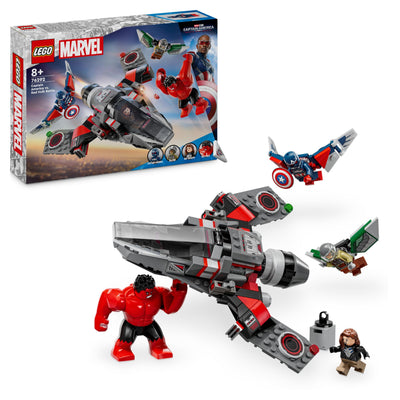 LEGO Marvel Showdown zwischen Captain America und Red Hulk, Geschenk für Kinder, Set mit baubarem Jet, Superhelden Spielzeug für Jungen und Mädchen ab 8 Jahren, Abenteuer Bauspielzeug 76292
