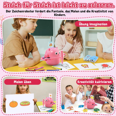 Zeichenroboter für Kinder, Roboter, Malroboter für Kinder, Drawing Robot mit 100 Karten, Drawing Robot zur Frühkindliche Bildung, Sprachinteraktiver Lernspielzeug für Jungen Mächen ab 3 Jahren
