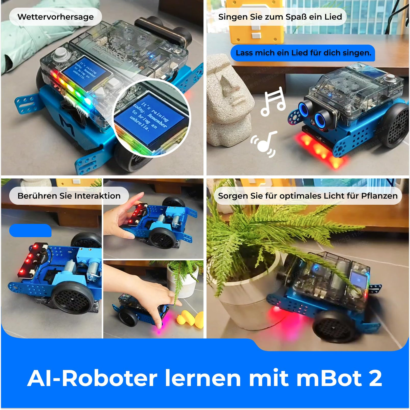 Makeblock mBot 2 Programmierbarer Roboter für Kinder, AI Roboter Spielzeug mit WiFi Fernbedienung, mit Scratch und Python Kompatibles, Intelligent STEM Bausatz Geschenk für Kinder ab 8 Jahren