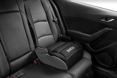 Sparco Kinderautositz-Erhöhung Schwarz und Grau i-Size. Neue Europäische Norm 2024 ECE 129/03. 125-150 cm