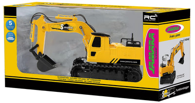 JAMARA 406310 Bagger S-Matic 2,4GHz, Kinderbagger, Spiezeugbagger, RC Kids, Ferngesteuert, Raupenantrieb, Mehrspielerbetrieb, ab 6 Jahre, 360 Grad Turmdrehung, Gelb
