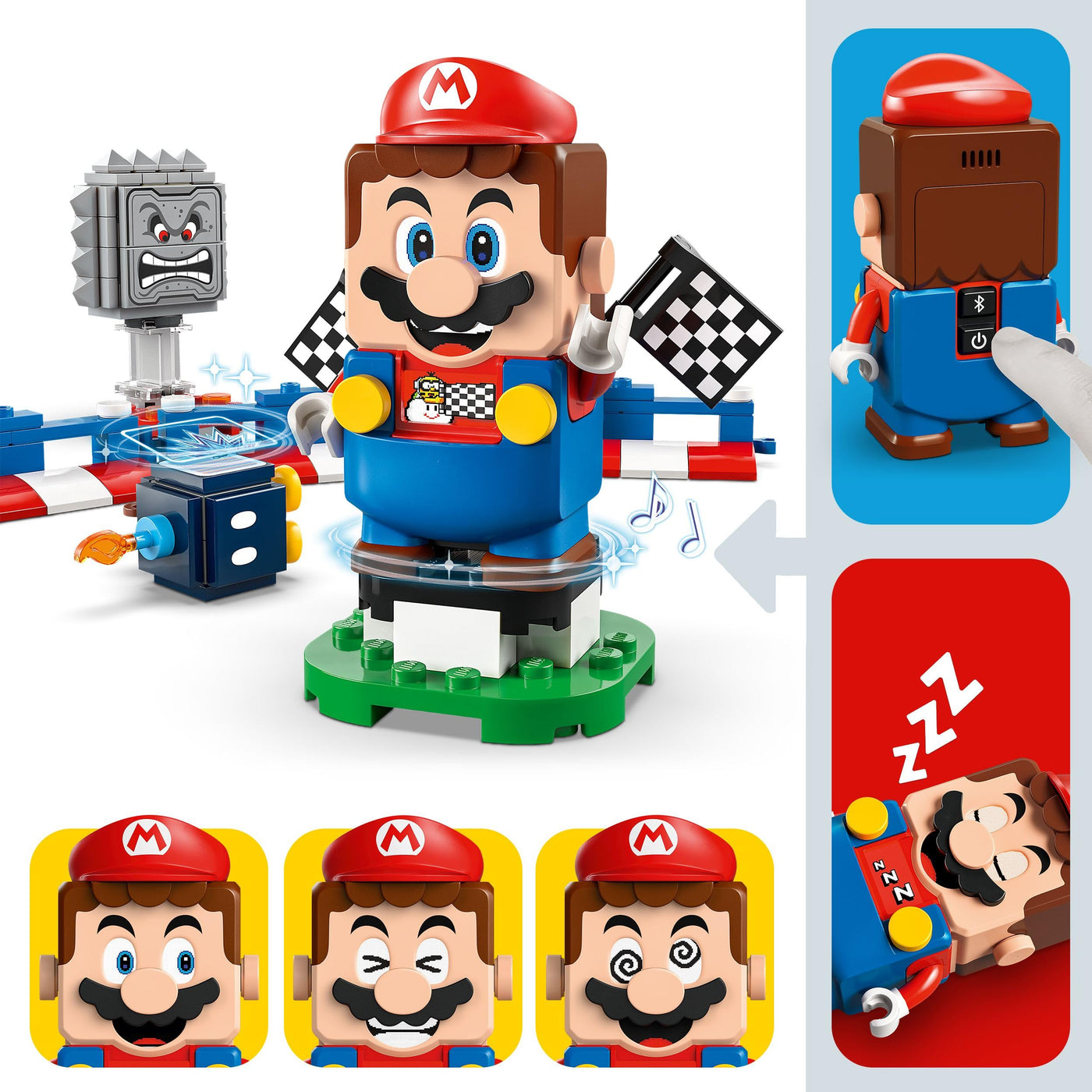 LEGO Mario Kart - Interaktiver Mario & Standard-Kart - Nintendo Spielzeug - Spiel Rennstrecke mit Auto, 3 Figuren, Podium & Barrieren - Gamer Geschenk für Jungen & Mädchen ab 7 Jahren - 72043