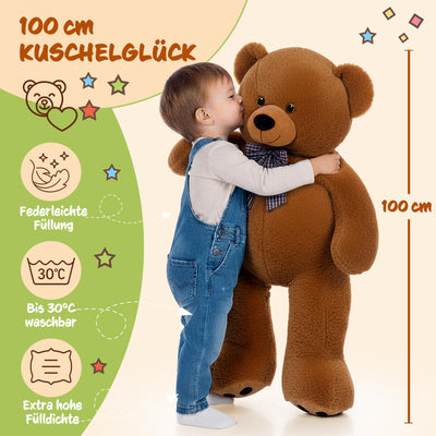 monzana® Teddybär L - XXXL 50-175cm Weiches Fell Schleife Tatzendruck Geschenk Plüschtier Kuscheltier Stofftier Riesen Teddy Bär