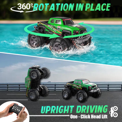 Gaeymy Amphibisches Ferngesteuertes Auto, 1:18 RC Auto Wasserdicht mit Gestensensor und LED Licht, 2,4 GHZ 4WD 360° Drift für Kinder