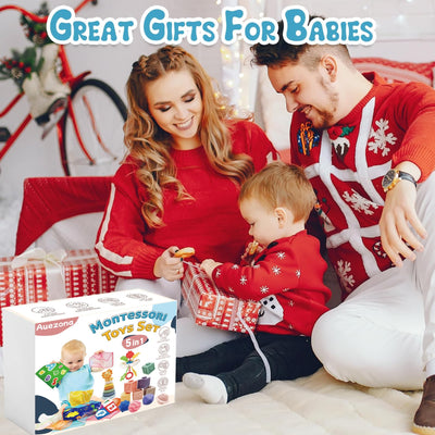 5 in 1 Baby Spielzeug ab 6 9 12 Monate, Montessori Spielzeug Baby, Motorikspielzeug, Stapelspielzeug Blöcken, Tissue Box, Quetsch Bälle Babyspielzeug ab 6 Monate,Geschenk Junge Mädchen 1 Jahr