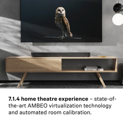 Sennheiser AMBEO Soundbar Plus für TV und Musik - EU-Stecker - 3D Surround Sound, virtuelles 7.1.4-Lautsprecher-Setup, eingebaute Dual Subwoofer und erweiterte Streaming-Anbindung