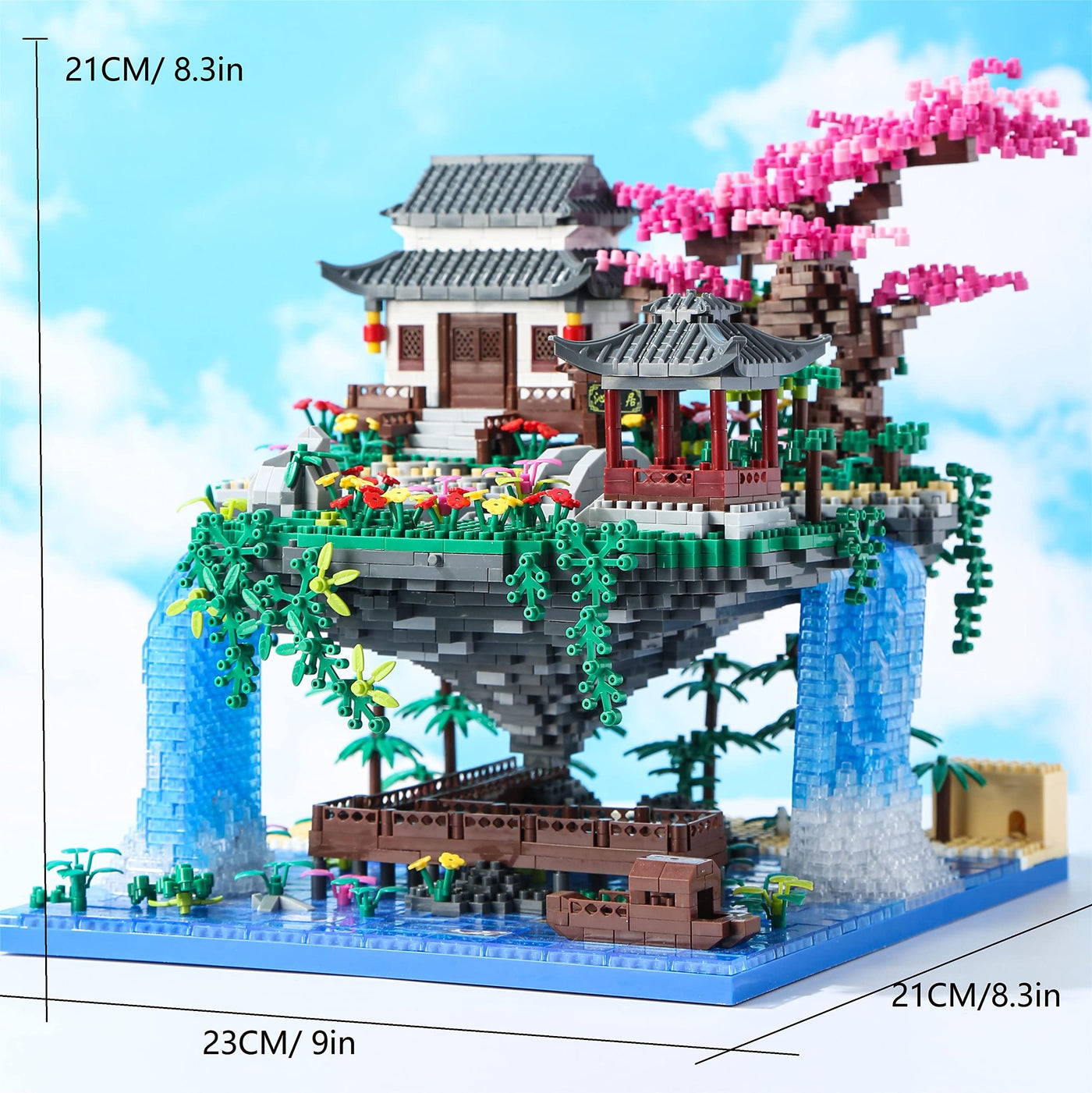 Yushinv Sakura Baumhaus Bauklötze Kit mit Geschenkbox 3320 Stück,Original Musik Kirschbaum Bonsai Baukasten Typ:Symphony, Japan Sakura Baumhaus Lichter Baukasten,Bonsai Baum Kirschblüten Baustein