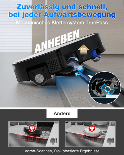 ECOVACS X11 OMNICYCLONE Saugroboter mit Wischfunktion, Blast + 19.500 Pa, ultraschnelles Akkuladen, OZMO Roller 2.0, Klettern max. 4 cm Höhe, Ausfahrender Wischmopp, PureCyclone 2.0 Auto-Entleerung