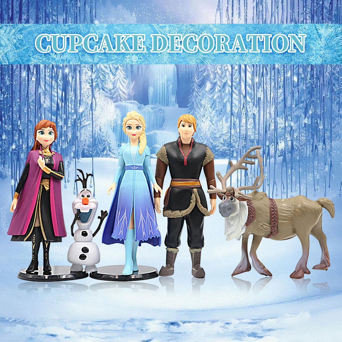 5 Stück Frozen Kuchen Deko Figuren Set, Eiskönigin Figuren Deko, Elsa Minifiguren Tortendeko Muffin Deko, Eiskönigin Dekofiguren Cupcake Toppers Dekoration